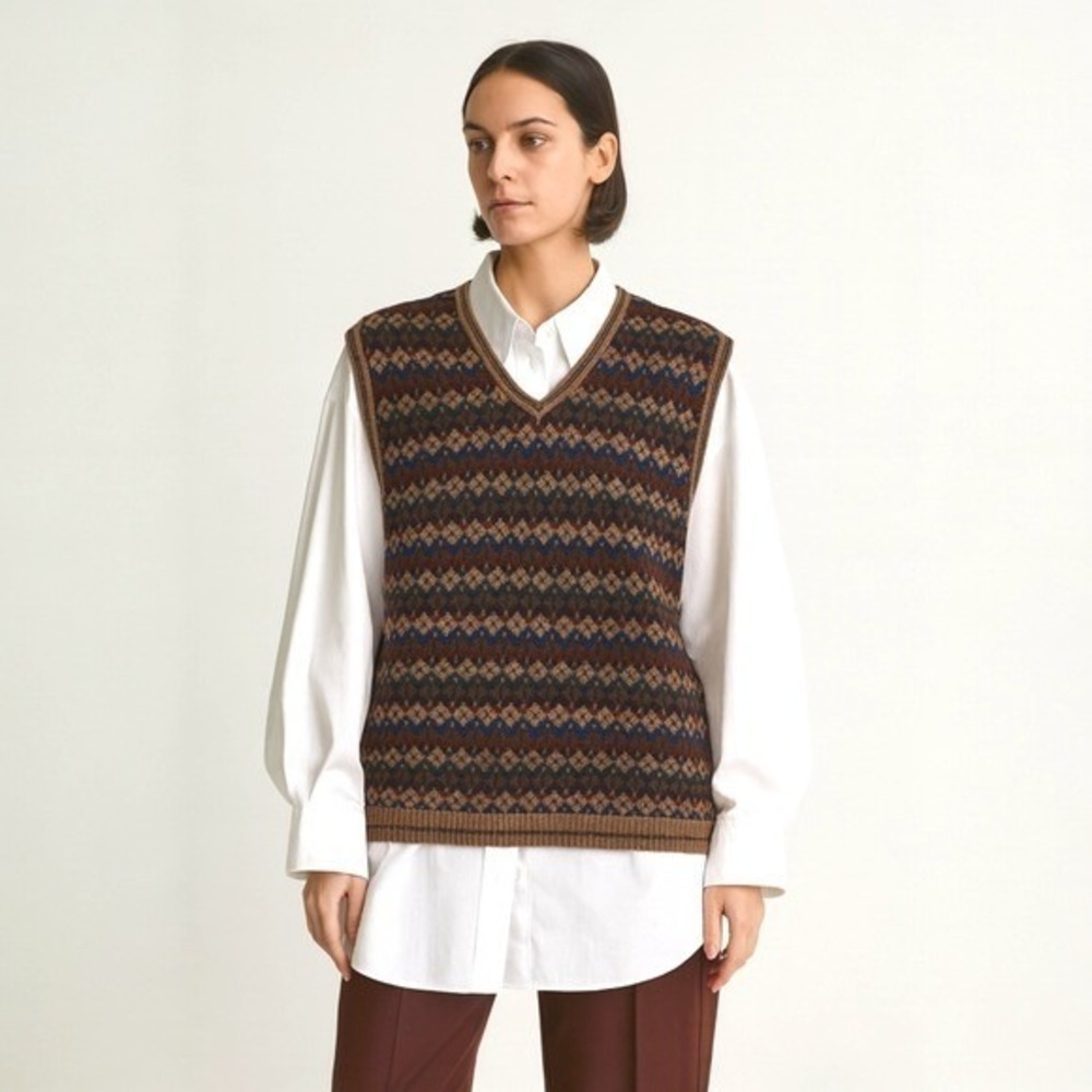 IDEAL UOMO Womens Argyle V Neck Sweater Vest Brown Green Burgundy‎ Blue Large
